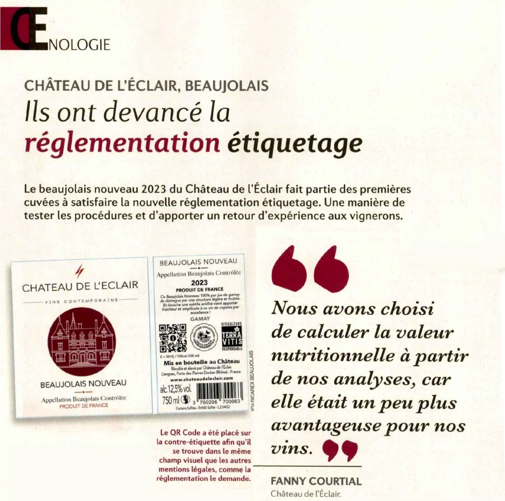 reglement europeen etiquetage du vin par qrcode pour ingredient et valeur nutritionnelle sur etiquette